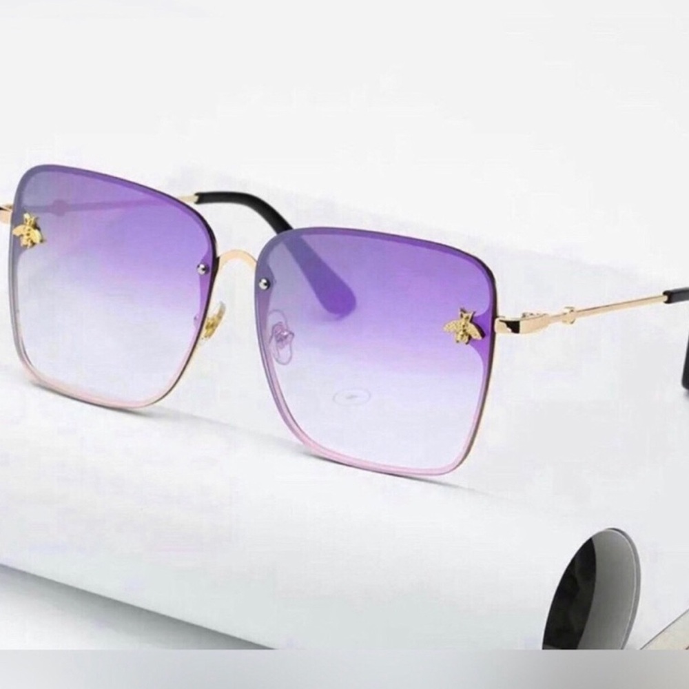 Purple Gradient Square Rimless Women's Sunglasses